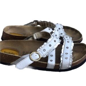 Betula rhinestone white silver slide sandals. Size 38.